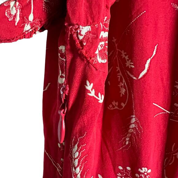 Polo by Ralph Lauren Red Floral Button Front Short Sleeve Mini Dress Size 8 - Picture 13 of 15